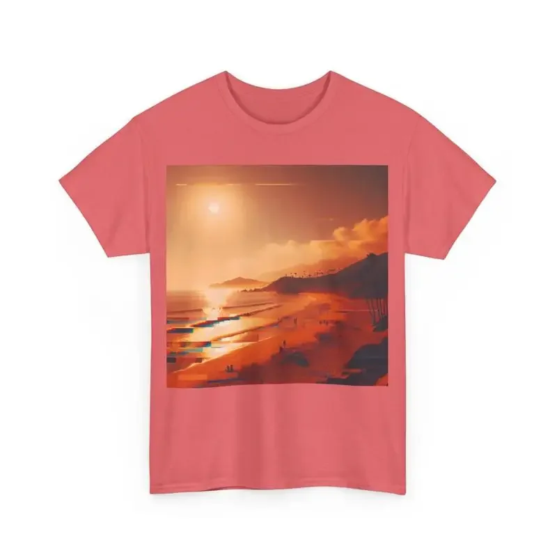 California Beach Glitch Art T Shirt Casual