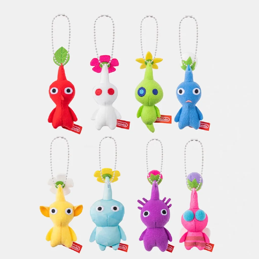 Chaveiro de Pelúcia Mini Pikmin de ~10cm, Boneco de Pelúcia Macio, Pingente Decorativo para Bolsa, Brinquedo Multicolorido Vermelho, Amarelo e Azul, Presente para Pendurar