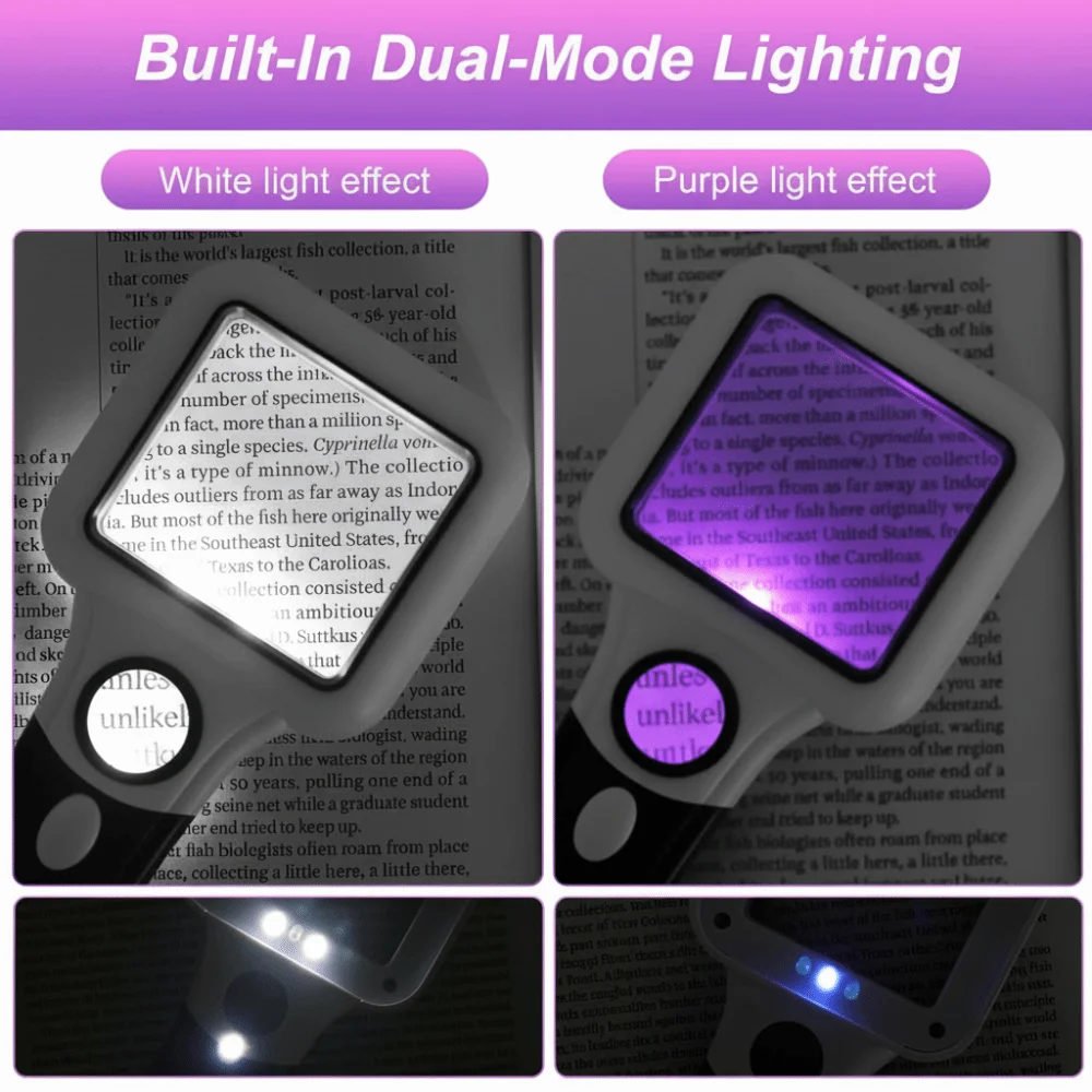 with LED Lights Handheld Reading Magnifier Repair Soldering UV Lamp Jewelry Loupe multi-purpose Insect Inspection