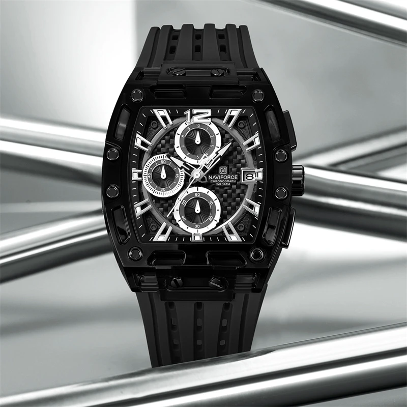 

NAVIFORCE 7105 новый дизайн прозрачные часы Tonneau мужские кварцевые мужские часы водостойкие роскошные спортивные часы montre homme подарки