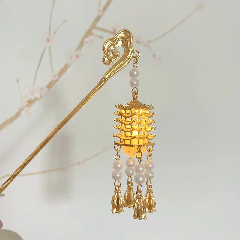 دبابيس شعر راقية، دبابيس شعر مضيئة، إكسسوارات شعر على الطراز القديم، أغطية رأس هانفو على الطراز الصيني التقليدي #4