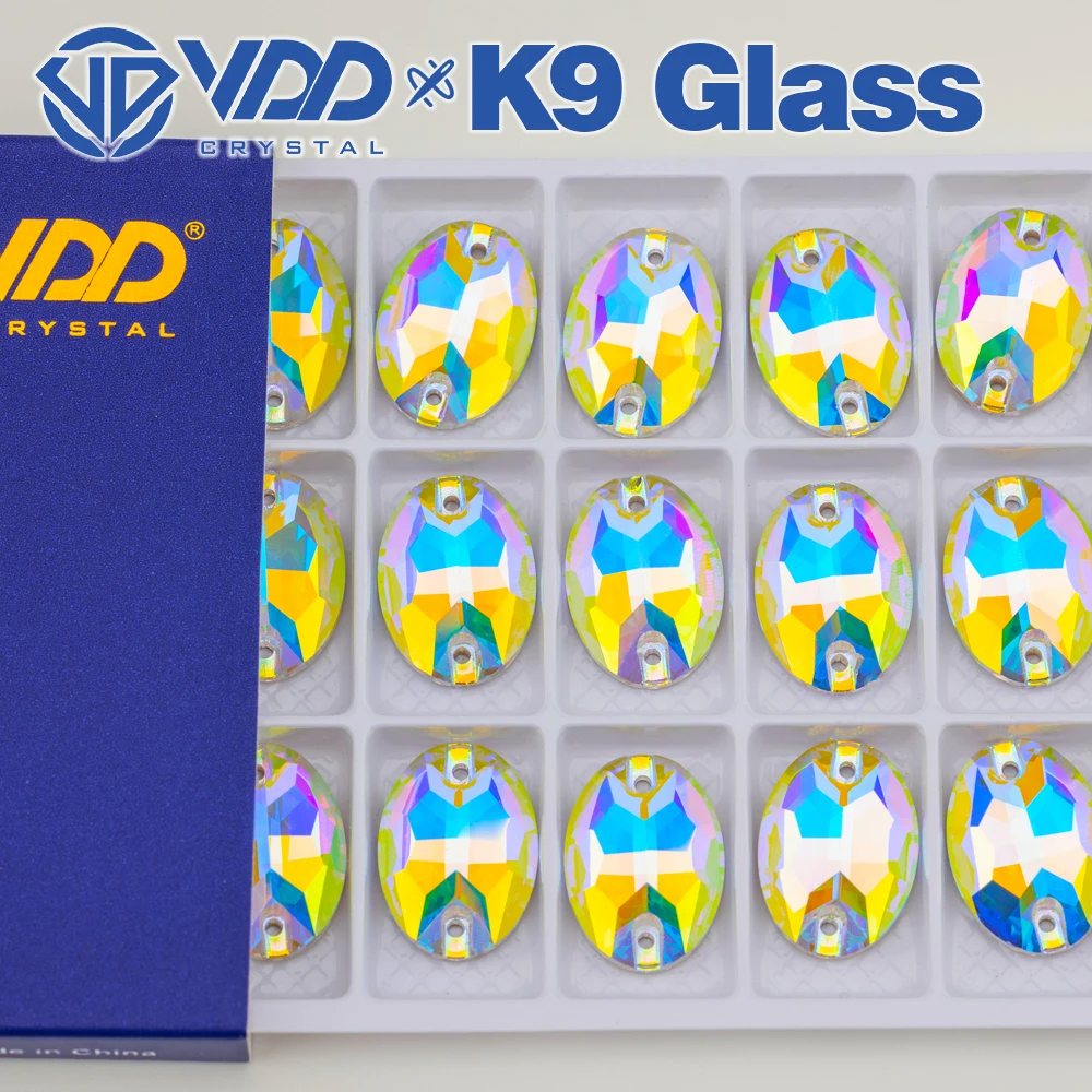 VDD S255 Kristall AB Oval AAAAA Top-Qualität K9 Glas Aufnähbare Strasssteine Kristall-Flachsteine zum Aufnähen für Kleidungsdekorationen – Detail 7