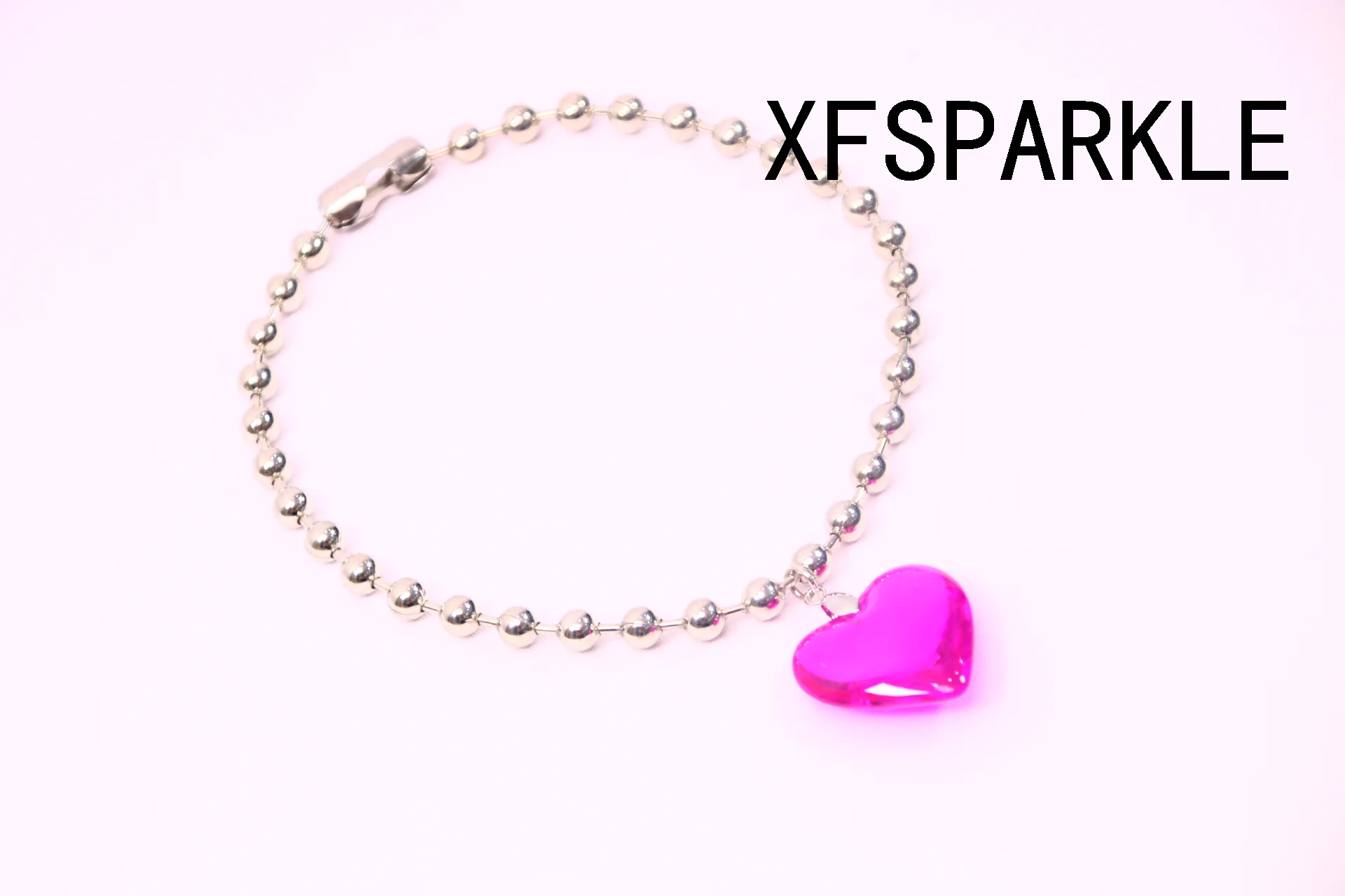 

2023 new fashion body chain Glass heart necklace personality thick chain collarbone chain