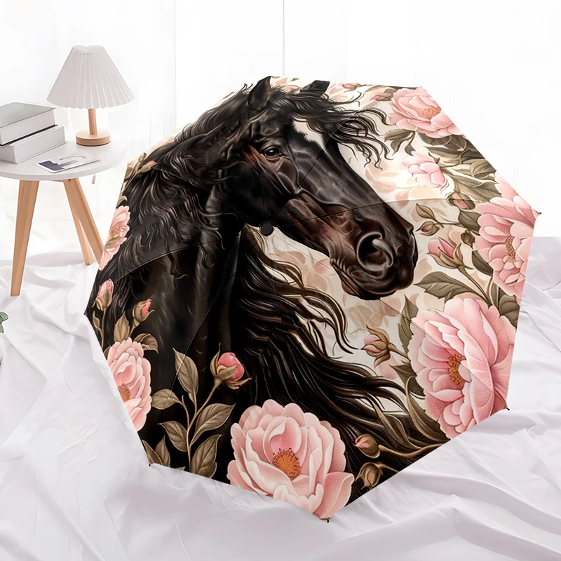 

Horse Automatic Umbrella, Compact Design with 8 Ribs, Outdoor Leisure and Daily Use-ideal Gift