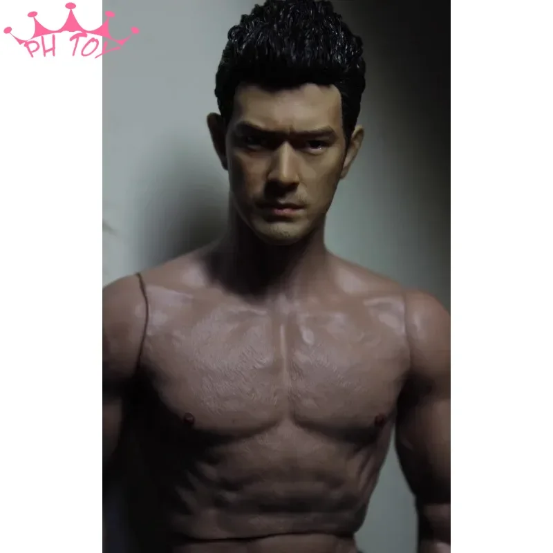 1/6 Asian Male Star Actor Head Sculpt Takeshi Kaneshiro Head Carving Model for 12'' Action Figure Doll Muscular Body