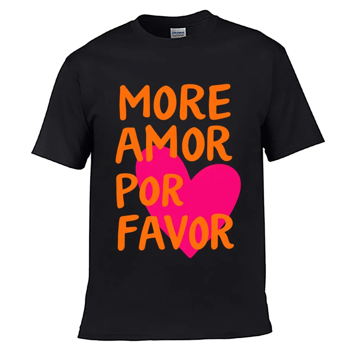 More Amor Por Favor Pink Heart Typography Street short-sleeved T-shirt