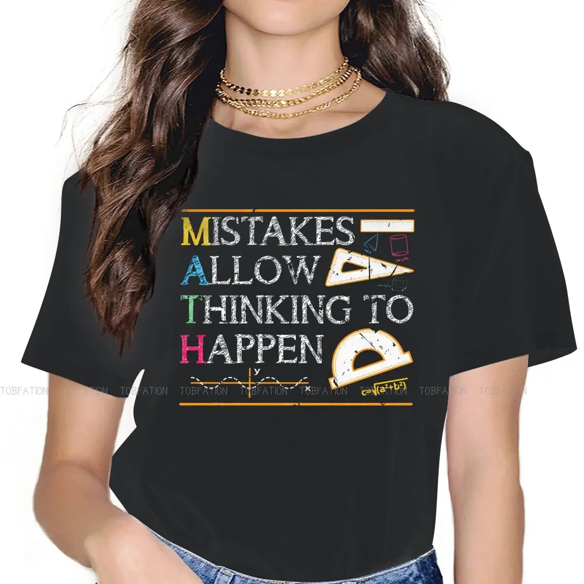 Mistakes Allow Thinking To Happen 4XL TShirts Chemistry Physics Math Woman Graphic Pure Cotton Streetwear T Shirt Round Neck