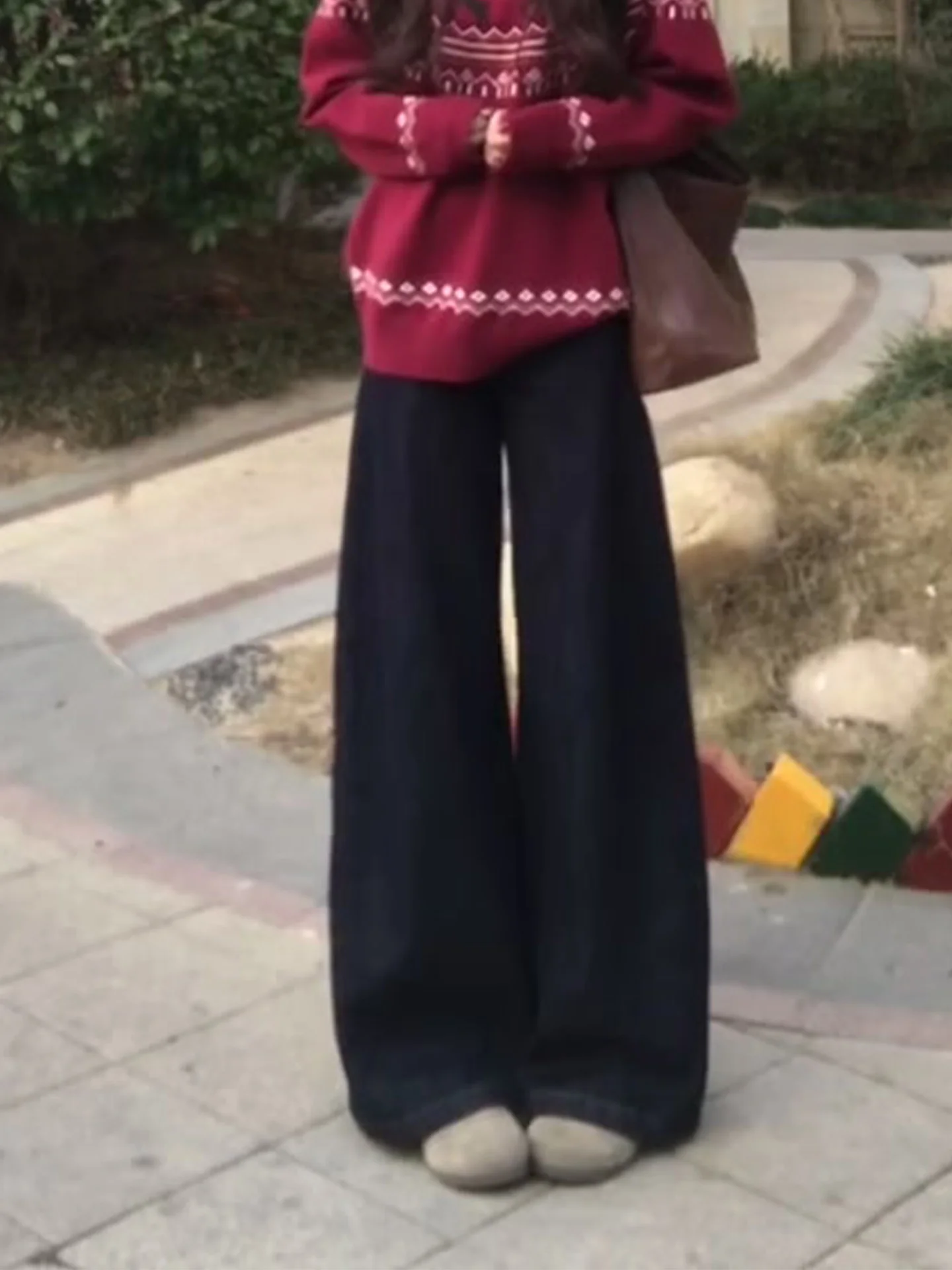 

Джинсы женские больших размеров с высокой талией, широкими штанинами, прямым кроем, в американском ретро-стиле, цветные, весенние, новые, с функцией сохранения формы.