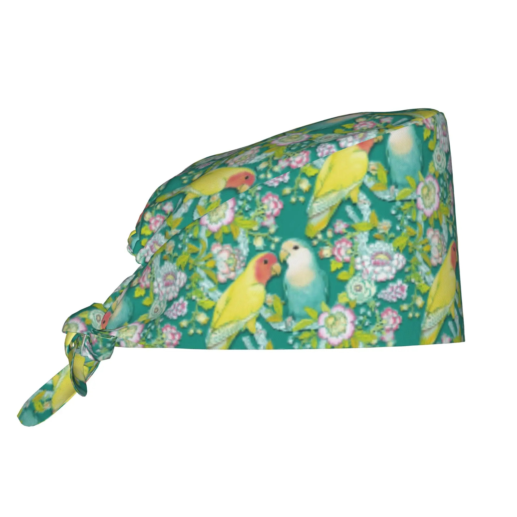 Cute Tropical Parrots Birds  Cleaning Working Cap Cool Cockatiel Macaw Parrotlet Scrub Cap Surgicals Hat Nurse Scrubs Hat For