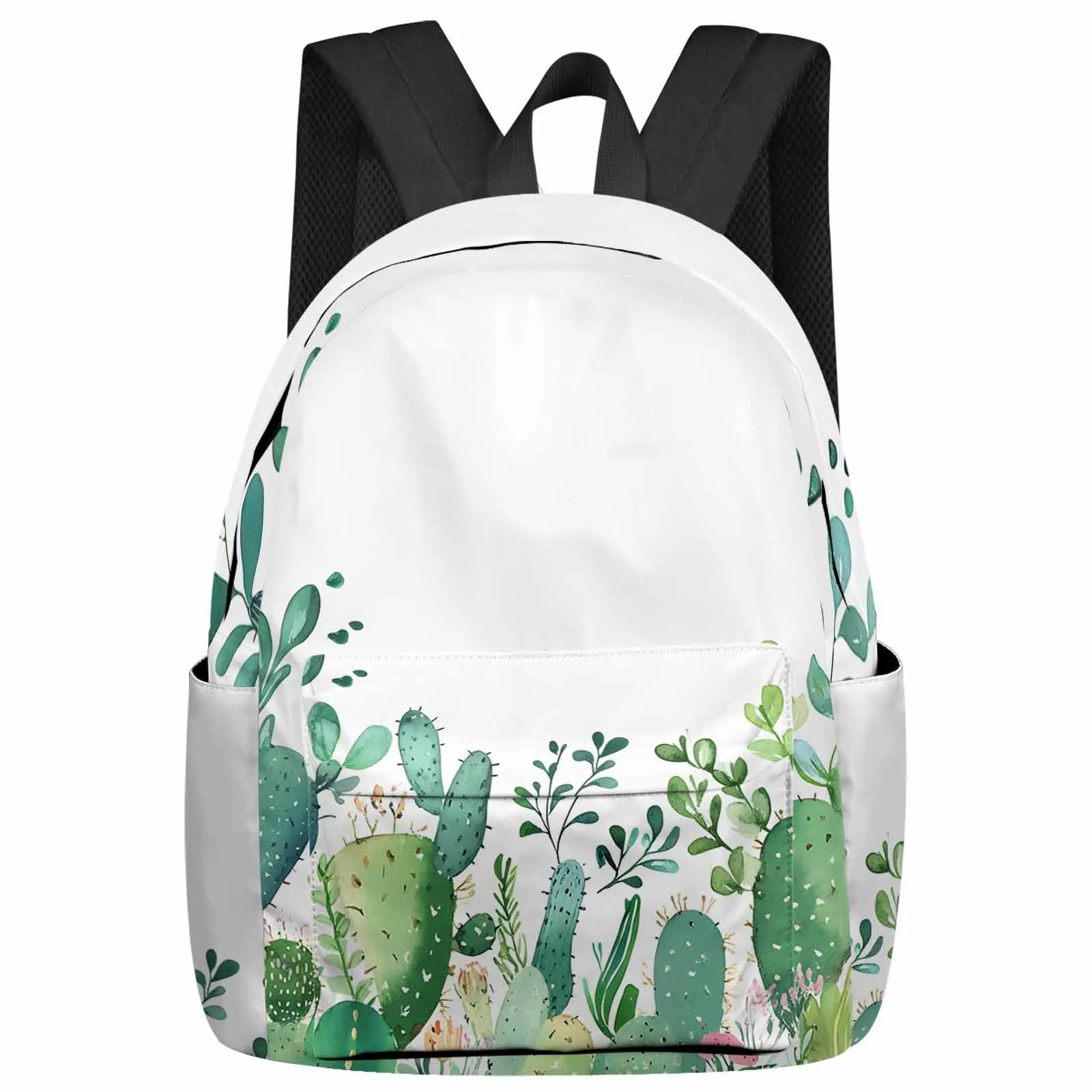 

Watercolor Green Cactus Backpack School Bags for Teenagers Students Laptop Bag Women's Casual Travel Backpack