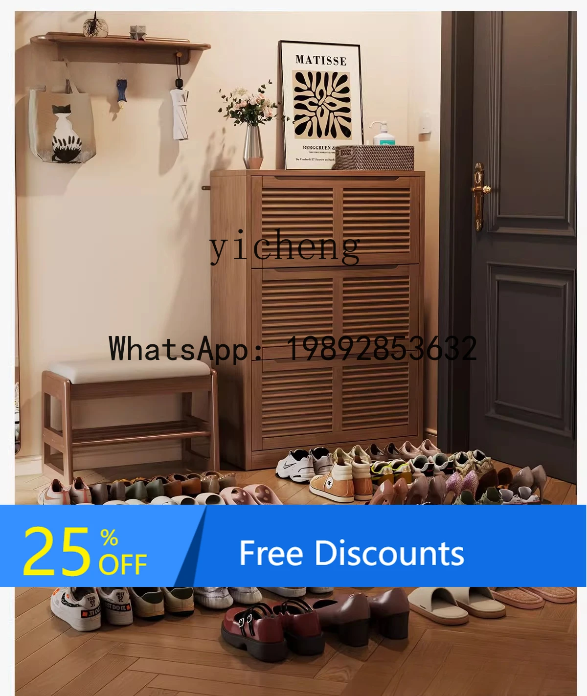 AA  solid wood tipping bucket shoe cabinet household entrance cabinet integrated saving small apartment shoe rack