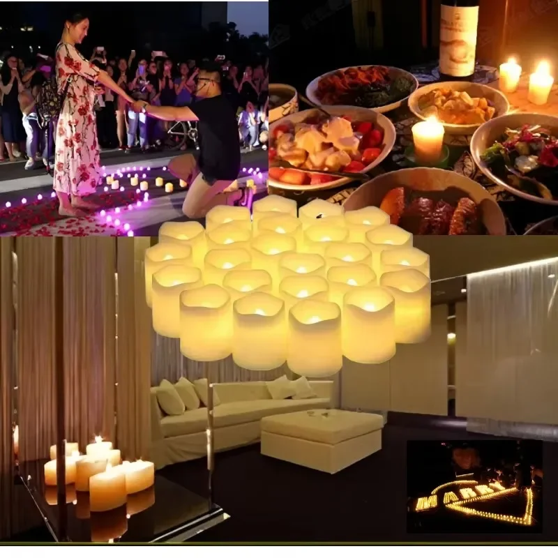 1/24Pcs Flashing LED Candles Party Wedding Decoration Wedding Venue Props Birthday Candles Simulated Plastic Candle Lights
