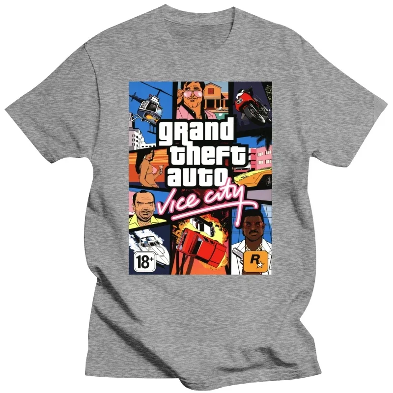 Dropshipping Grand Theft Auto Vice City  Gta Game s Men s Big Tall Pure Cotton Round Neck Tee Shirts