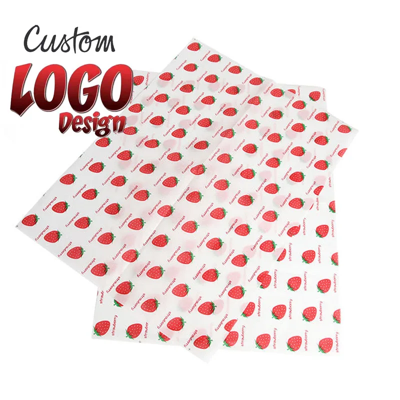 Customize Logo Food Grade Waxed Paper PE Wax Grease proof paper food wrapping burger wrapping paper