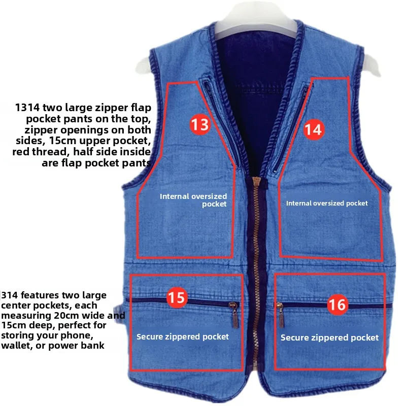 L-8XL Outdoor-Weste mit mehreren Taschen, Klettern, Wandern, Camping, Angeln, Bergsteigen, Reisen, Radfahren, Freizeit, Weste – Detail 16