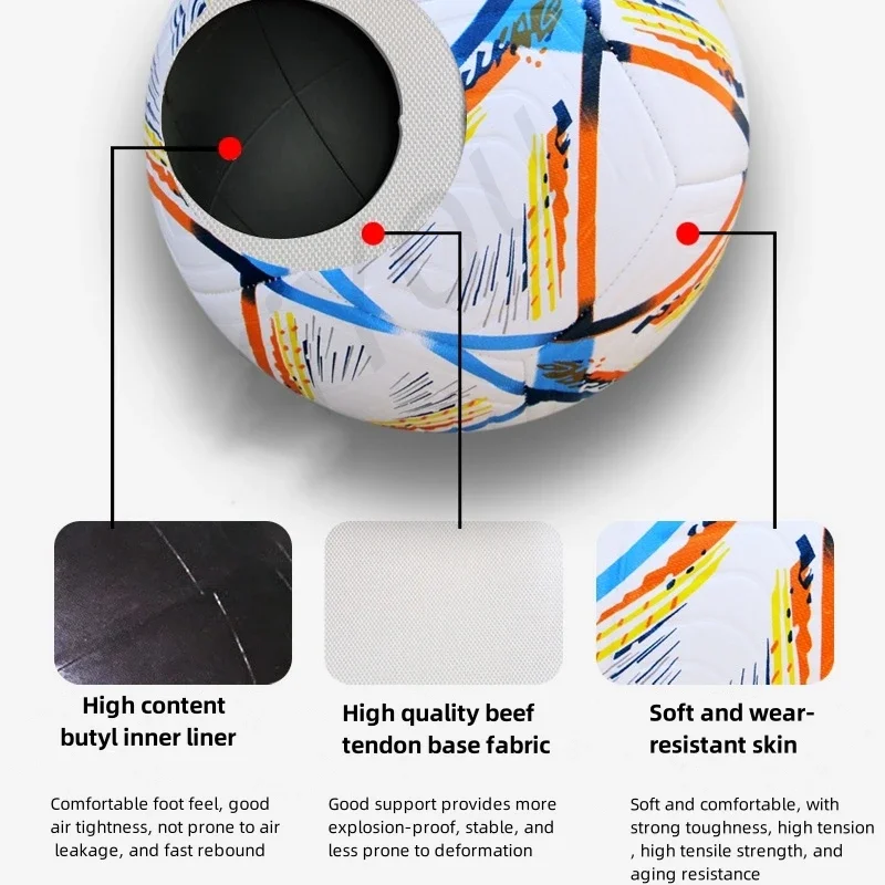كرات كرة القدم الحجم الرسمي 5 مادة البولي يوريثان تدريب مباراة سلسة فريق هدف كرة القدم في الهواء الطلق التدريب الوظيفي المهني #5
