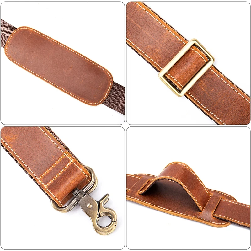 Genuine Leather Bag Strap Men Shoulder Bag Strap Handbag 3.8cm Wide Long Belt Real Leather Replacement Strap Adjustable Belt