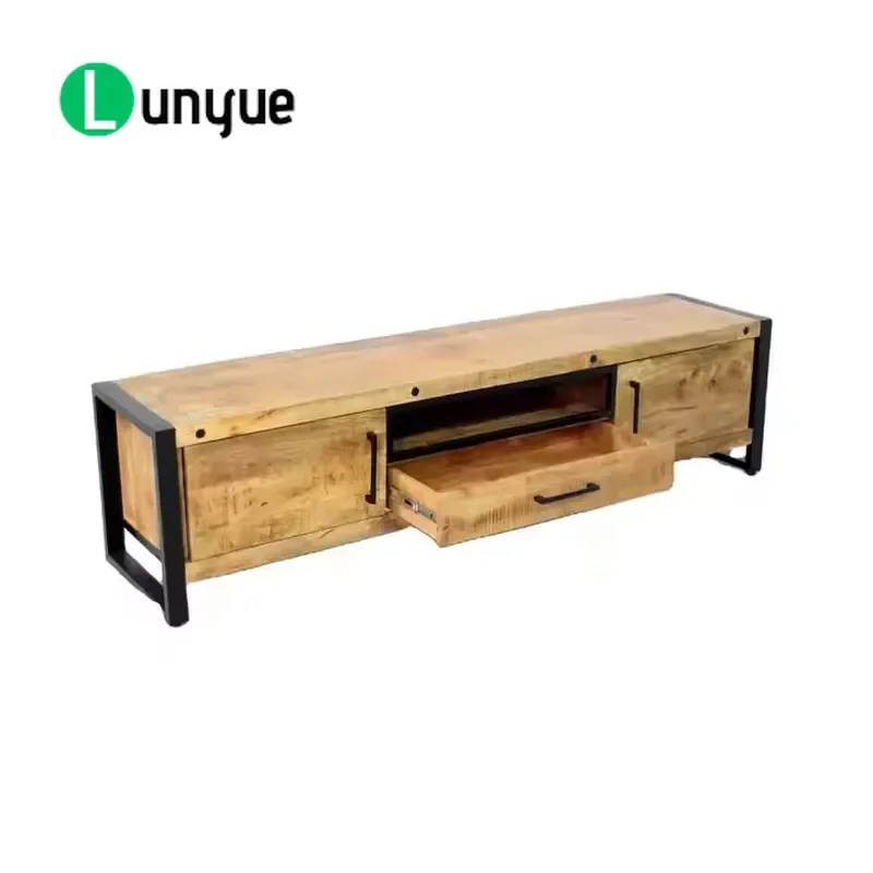 Modern Solid Wood TV Stand Classic Design Durable Affordable Home Living Room Furniture Storage Console Visually Pleasing