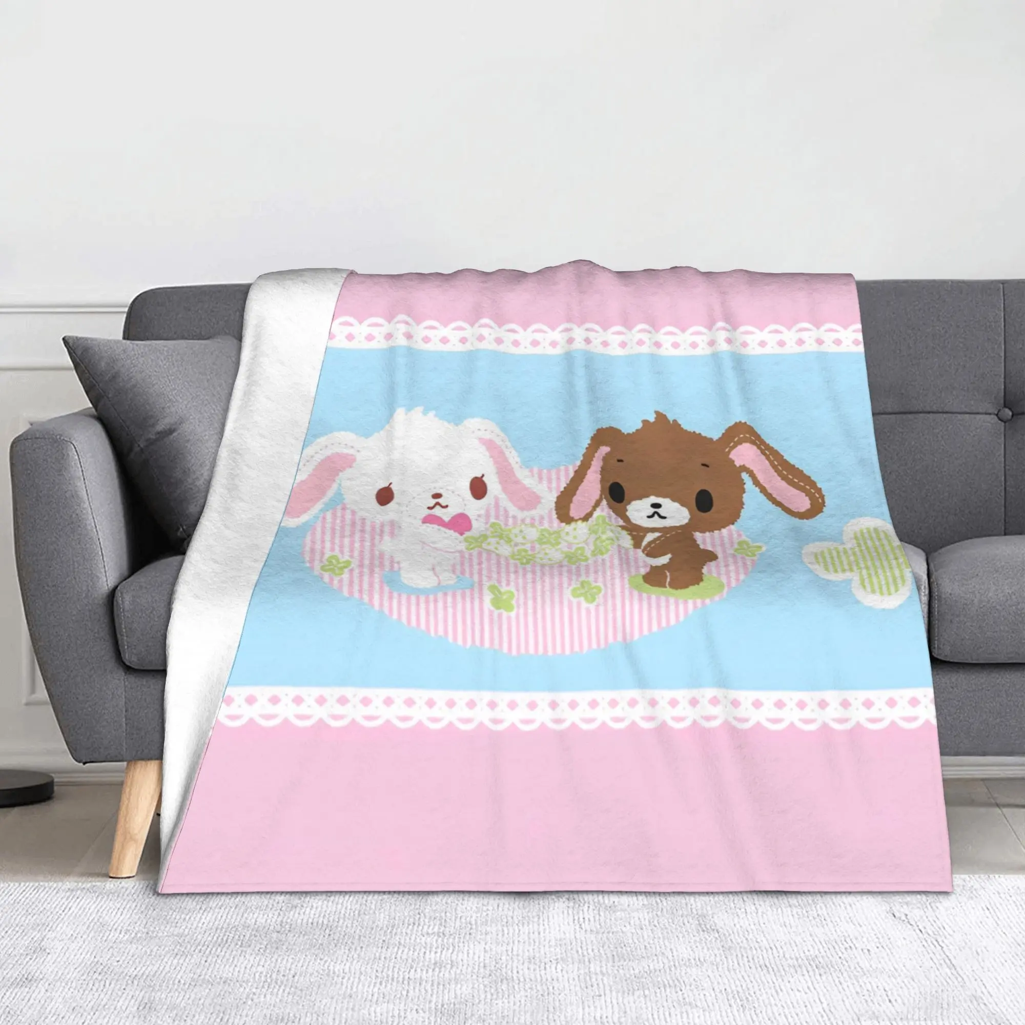 Sugar Rabbit Blanket  Flannel Novelty Warm Throw Blankets for Bedspread All Season