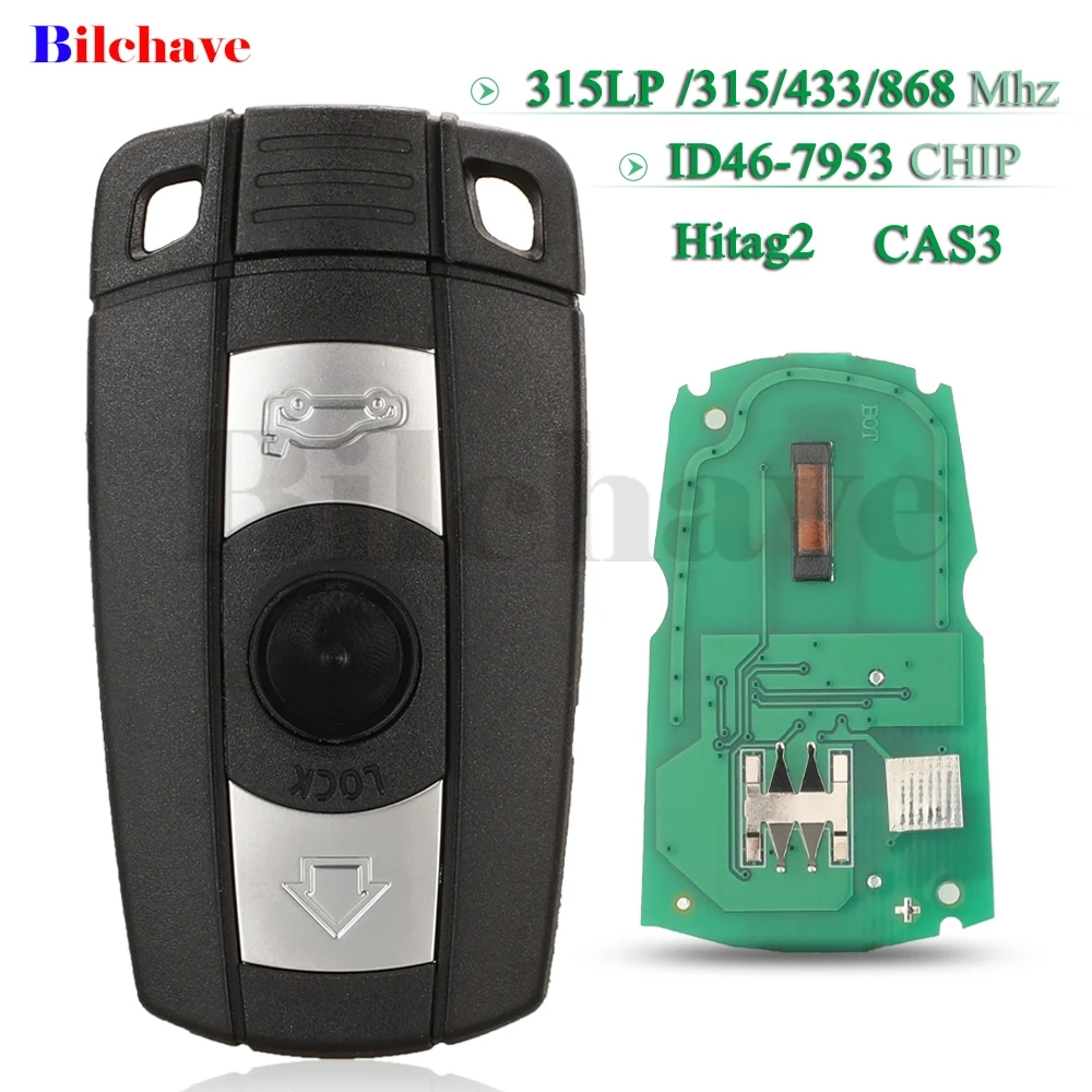

jingyuqin 3 Buttons ID46 PCF7935 Chip 315Mhz/315LP/433Mhz/868Mhz Smart Car Key For BMW 3 5 Series Cas3 Fob Replacement