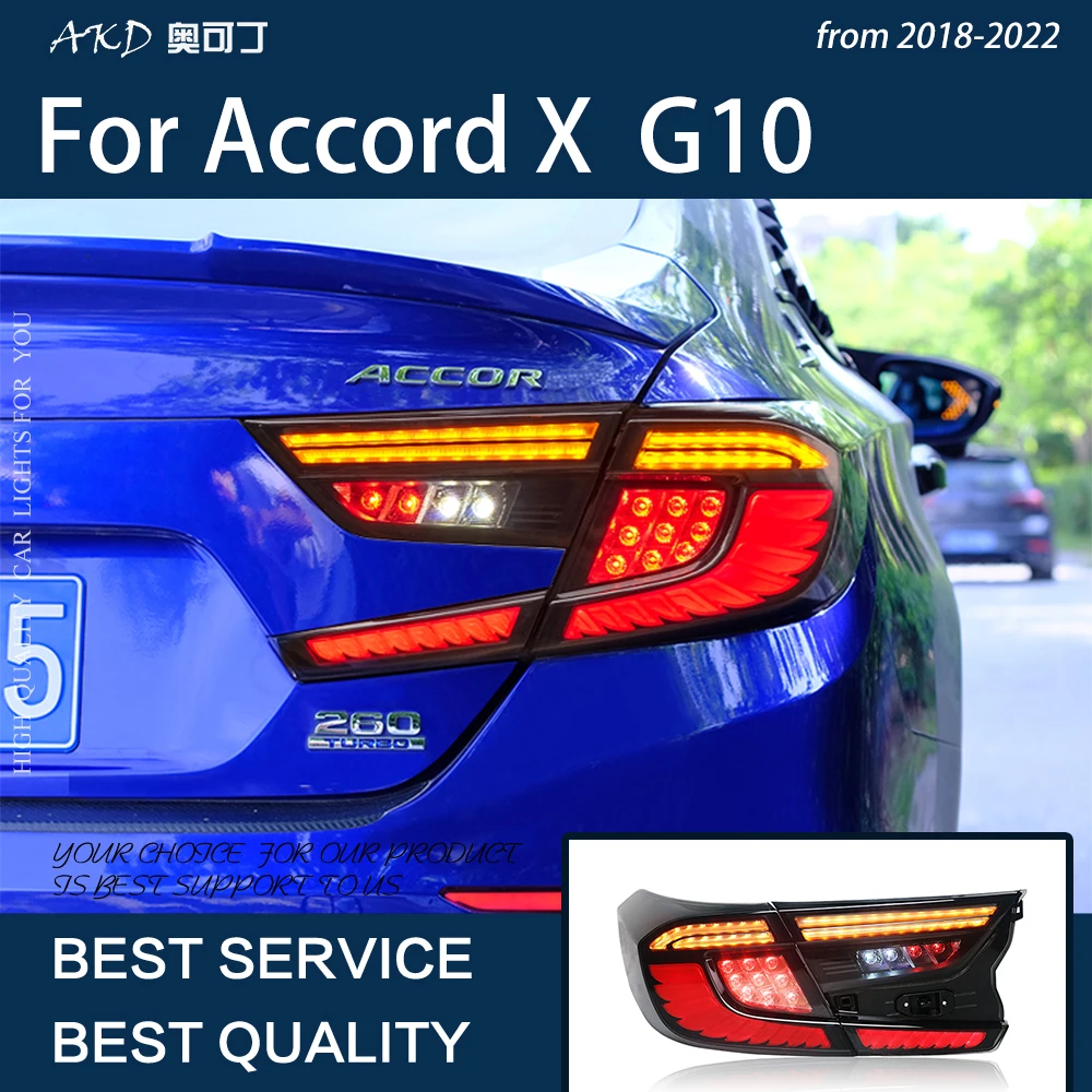 

Car Lights For Accord X 2018-2022 10th LED Auto Taillights Assembly Upgrade GTS Design Rear Dynamic Highlight Lamp Accessories