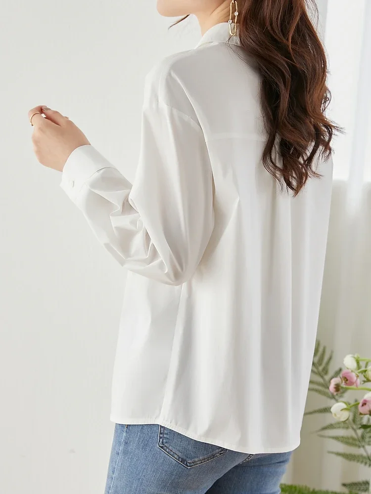 Vimly Pink Casual Shirts for Women Spring 2024 Korean Fashion Long Sleeve Tops Cotton Blend Button Down Shirts & Blouses V7799