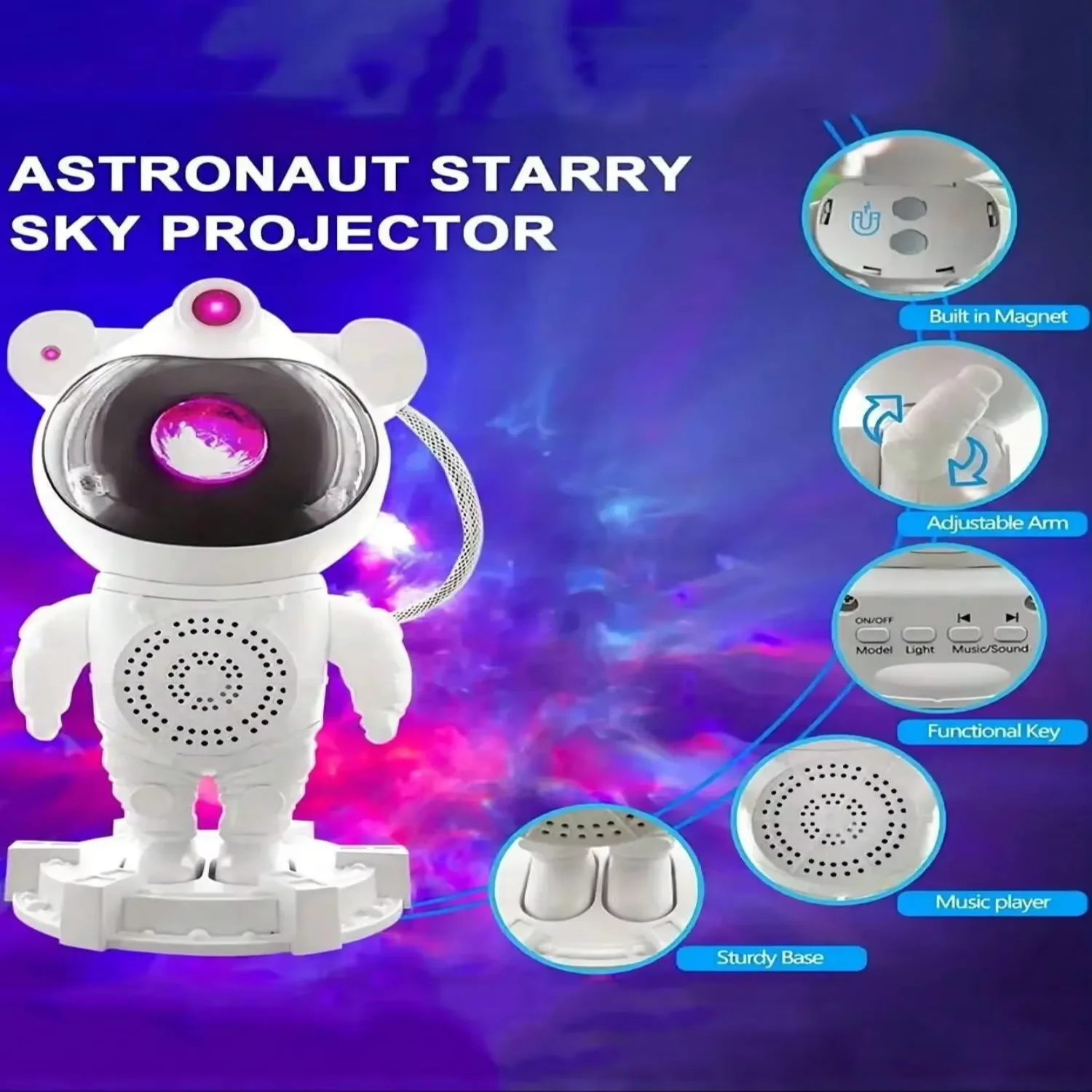 Gwiazda DIY projektor lampka nocna astronauta mgławica oświetlenie gwiaździste niebo świąteczny projektor statku kosmicznego