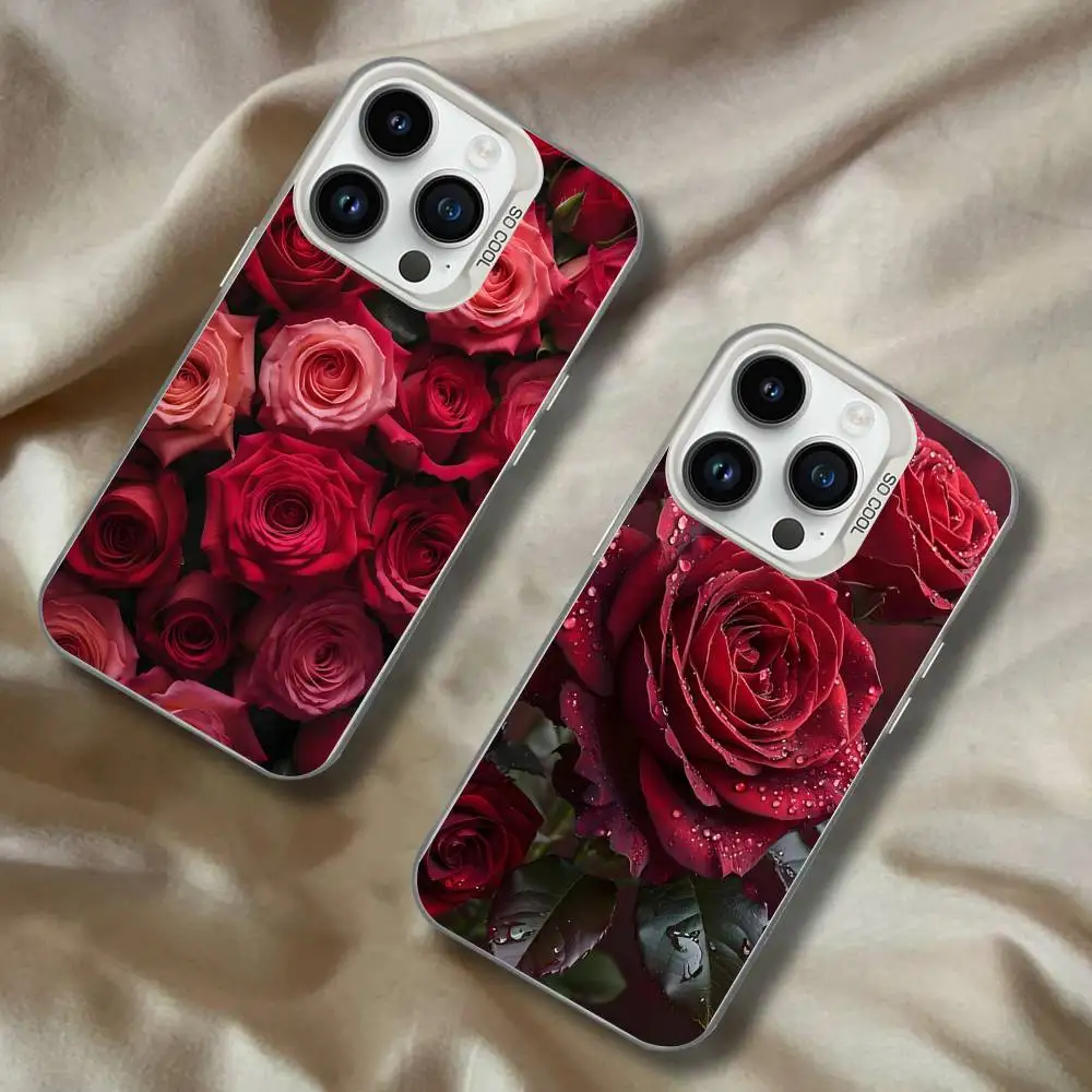 

Red Rose Flower Colorful For iPhone 17,16,15,14,13,12,11,Mini,Pro,E,SE4,XS,MAX White Candy Matte Cover