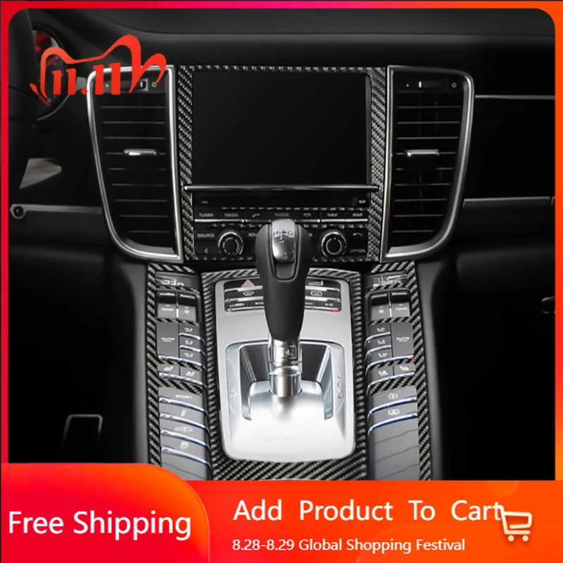 Interior Stickers Car Styling For Porsche Panamera 970 Carbon Fiber Sticker Console Gearshift Frame Decorative Cover Trim Strips