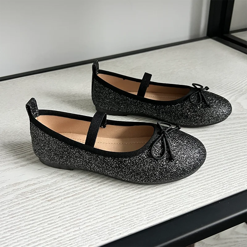 Zapatos de vestir de princesa planos Mary Jane de ballet para niña pequeña para fiesta de boda escuela negro
