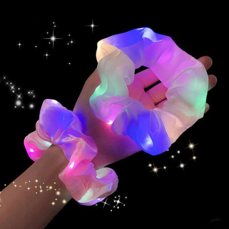 Light Up Blinking Scrunchy Birthday NightClub Masquerade Concert Wedding Party Acessorie Girl Ladys Scrunchies Hairband Gifts