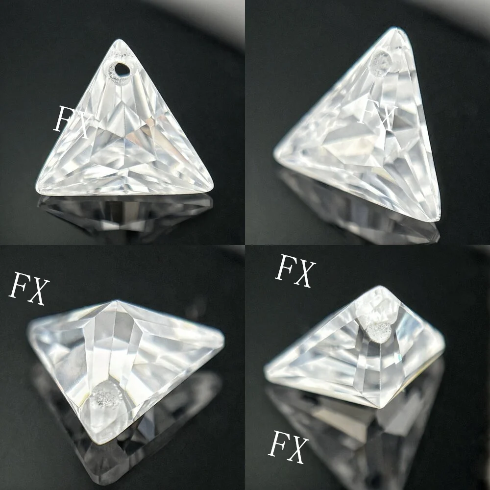 Wholesale Price White 5X5~12x12mm Single Hole Triangle cut  Loose CZ Cubic Zirconia Gemstone For Jewelry  DIY