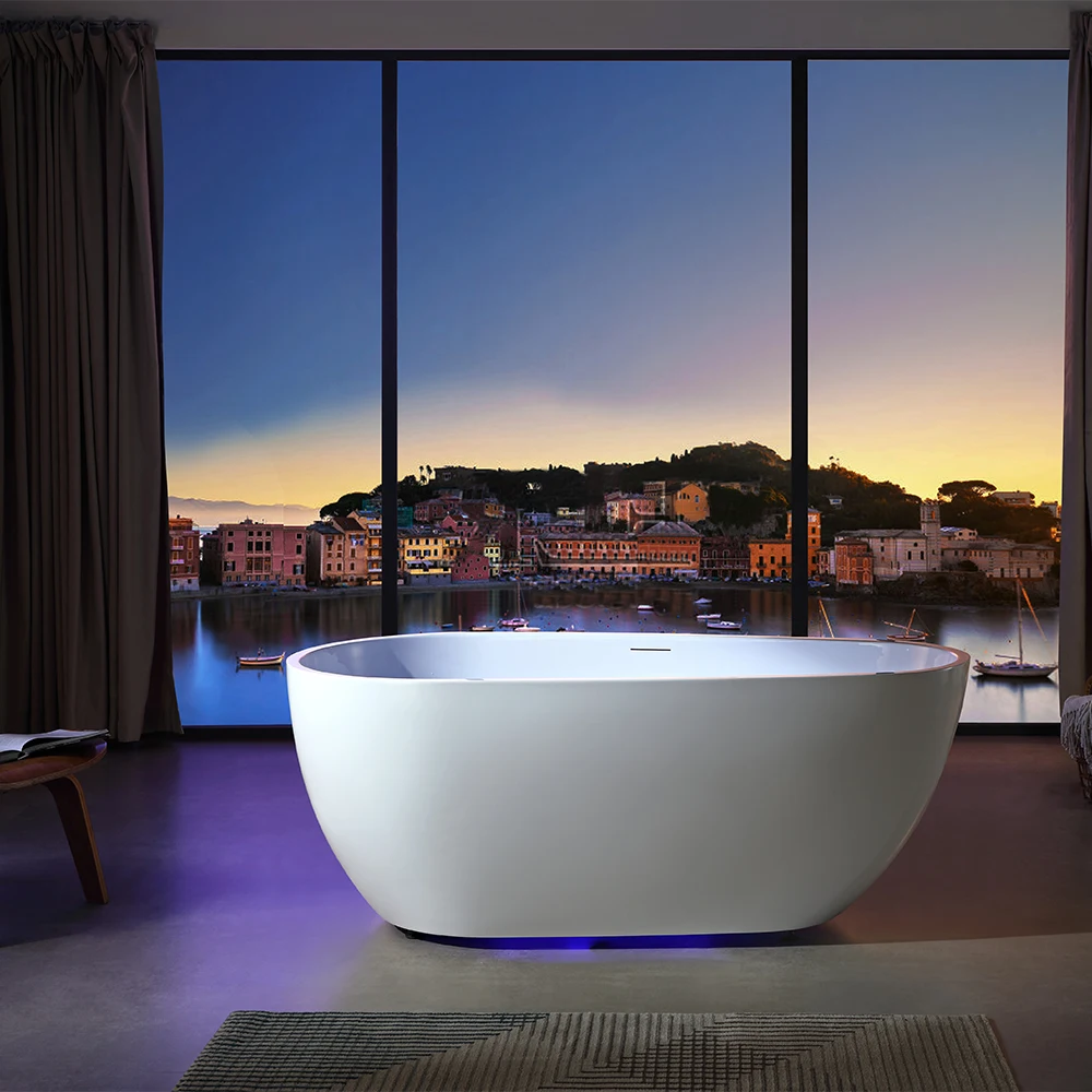 Modern Bathroom Furniture FreeStanding Whirlpool Bathtub Design Acrylic Bath Tub with LED Light