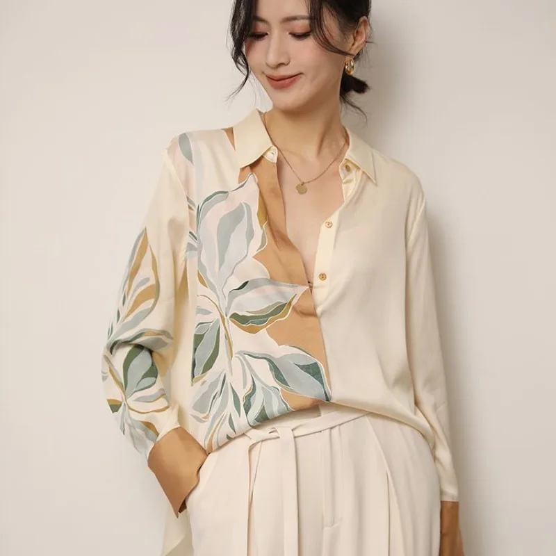 

Новинка 2023 года, весенняя блузка с принтом, женская корейская модная свободная элегантная и универсальная женская рубашка с длинными рукавами, повседневные топы