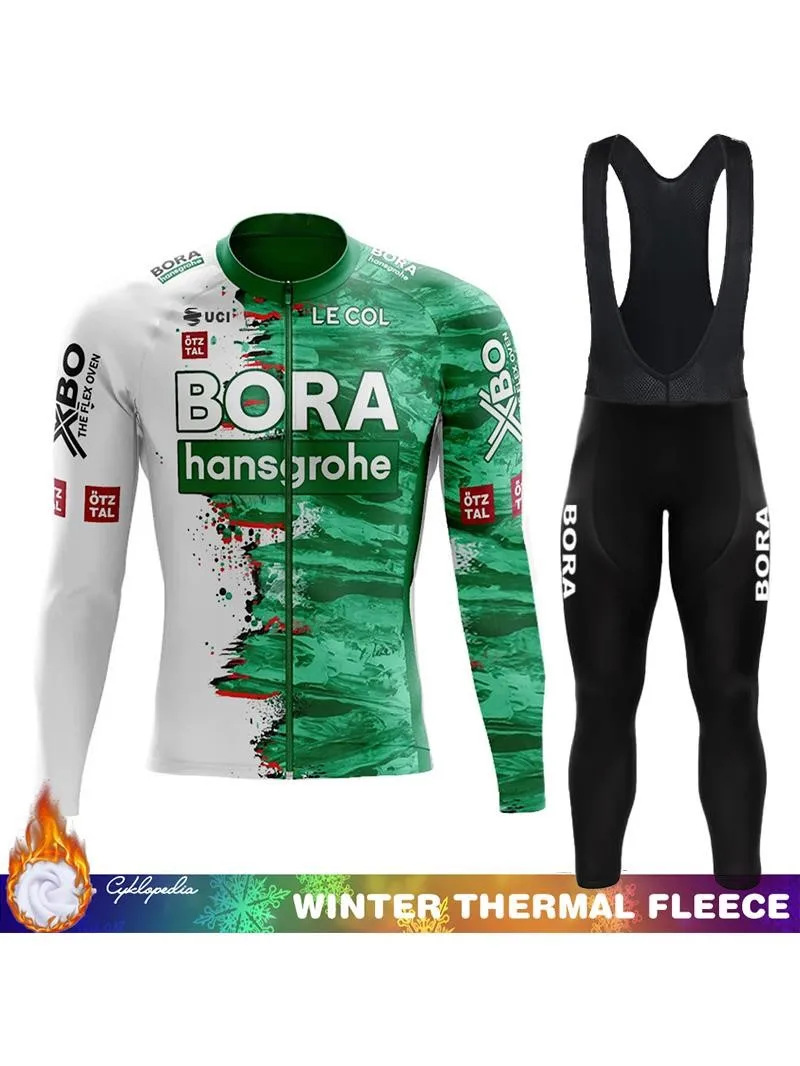 Maillot de cyclisme à manches longues hommes vêtements thermiques UCI BORA hiver polaire hommes costume Ciclismo Hombre vélo hommes vêtements Cycle bavoir