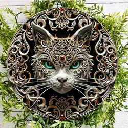 Exquisite Silver Panda Design Aluminum Metal Tag, Door Hanging, Garland Sign Decoration, 2D Flat Wall Art, 8x8 Inches, 20x20cm