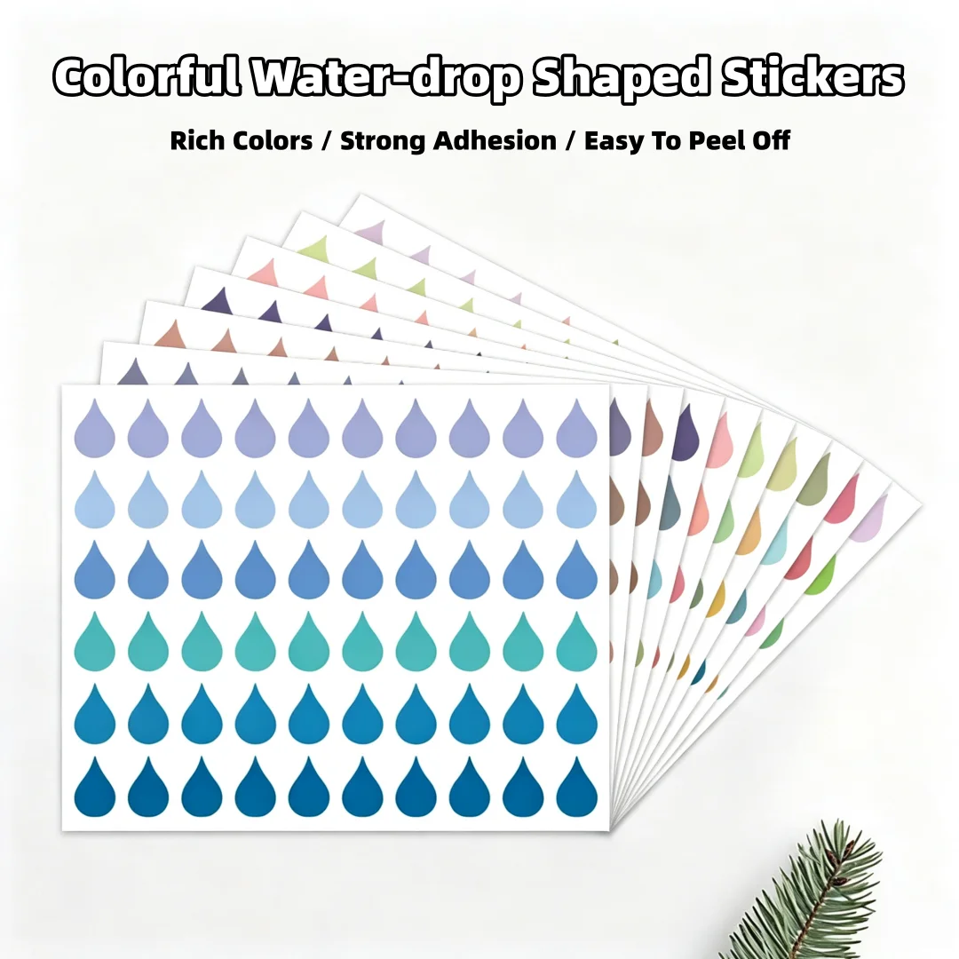 5/10 Sheets Random Color Rain‑Drop Annotation Stickers, Water‑Drop Index Tabs, Writable Page Markers for Book Notes & Journaling