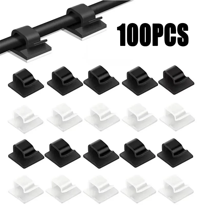 10-100Pcs Cable Organizer Clips Wire Winder Holder Earphone Mouse Cord Clip Protector Management Adhesive Hooks Desk Clamp