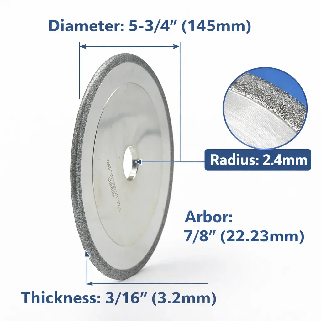 CBN80 145mm Chainsaw Chain Sharpening Grinding Wheel R1.6 R2.4