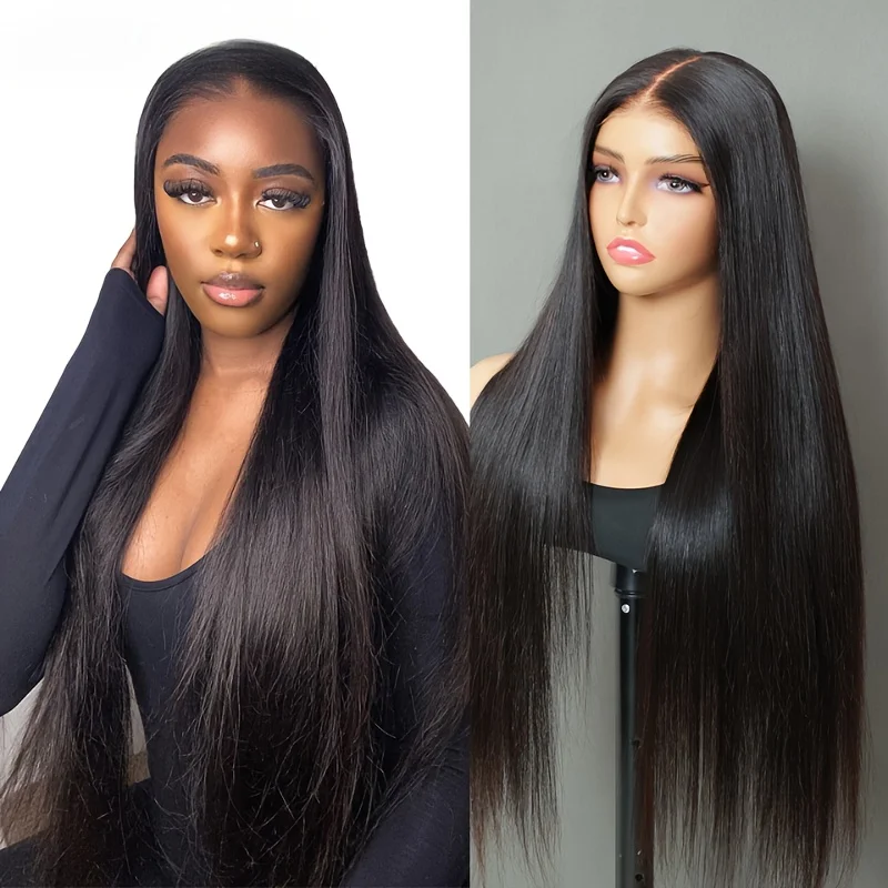 200 Density 5x5 Glueless Human Hair Lace Wig Bone Straight 5x5 Transparent Lace Human Wig Brazilian PrePlucked Glueless Wig