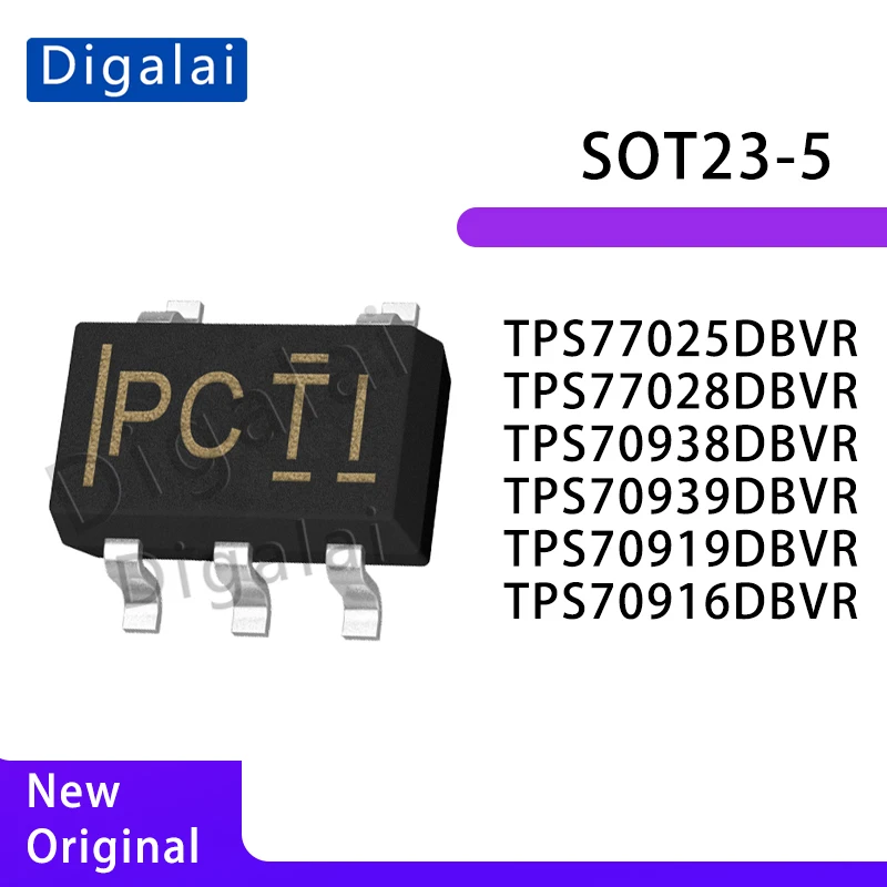

2pcs Original TPS77025DBVR 77028 70938 70939 70919 70916DBVR LDO Linear Voltage Regulator IC SOT-23-5
