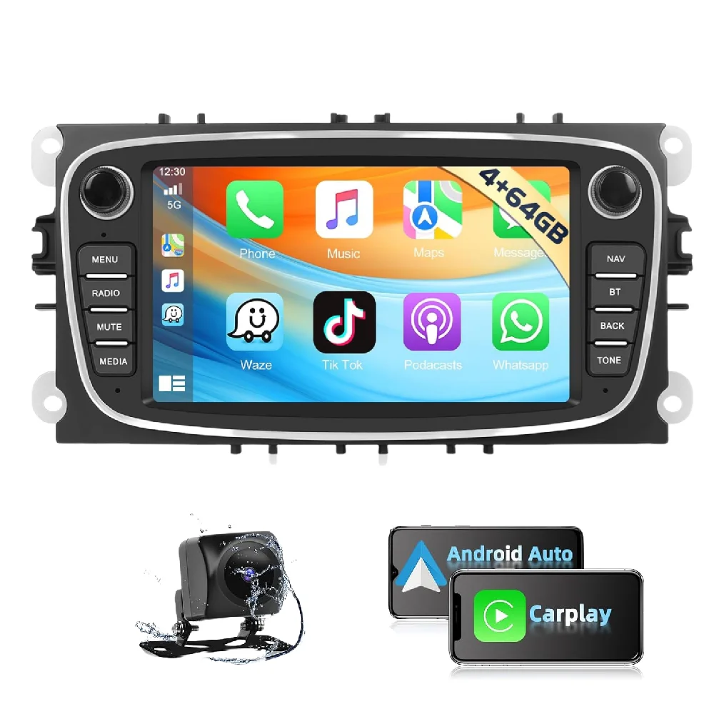 7Inch 2Din Android Radio For Ford Focus 2 mk2 Kuga Mondeo Fiesta Transit Connect S-C MAX Apple Carplay Multimedia GPS Head Unit