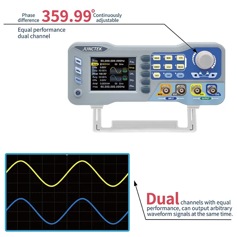 JDS8060 8080 Dual Channel Function Arbitrary Waveform Signal Generator Source 275MSa/s 14bits Frequency Meter 60M 80MHz