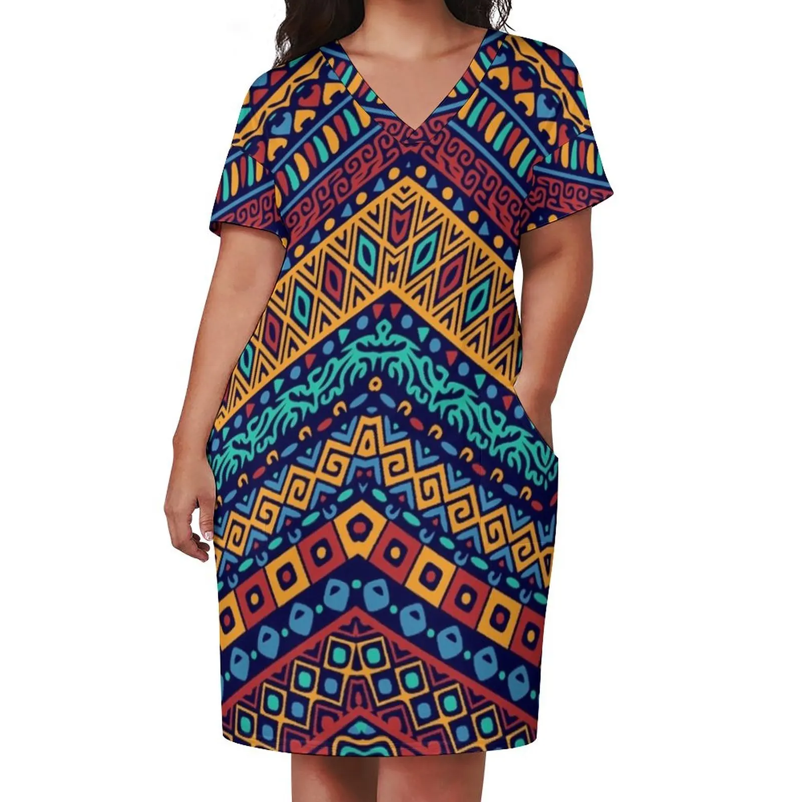 Kente Cloth Loose Pocket Dress dress for women dress women summer