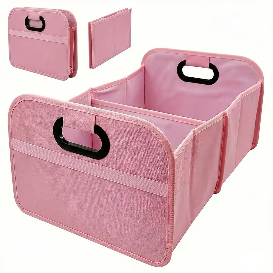 

Women's Essential Car Storage Solution: Pink Foldable Trunk Organizer | 600D Oxford Cloth Heavy-Duty Material, Large Capacity Compartment Storage Box | Multi-Compartment Design + Dustproof Flip Cover | Car Organizing Essential | Suitable For Sedans, SUVs