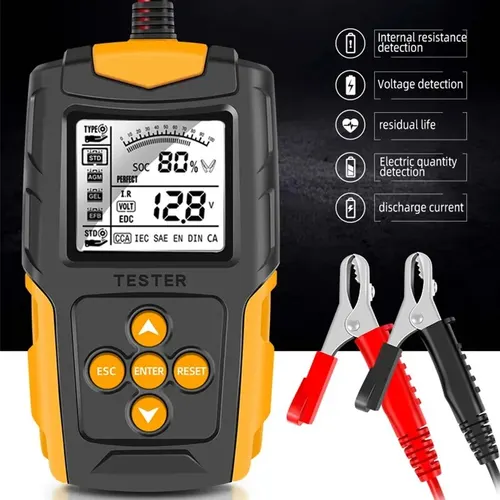 Imagen 2 del producto Probador de batería de coche, escáner de carga de arranque de vehículo Digital LCD, Analizador de medición de batería de diagnóstico, 12V, 24V