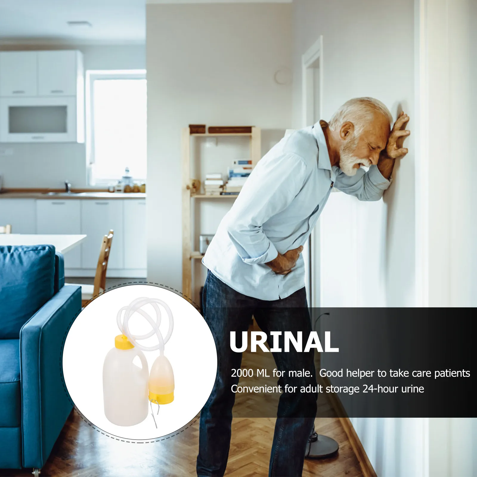 

Male Urinal Portable Pee Bottle 20000Ml Reusable Long Tube Sealed Leakproof for Hospital Travel Outdoor Men's Potty