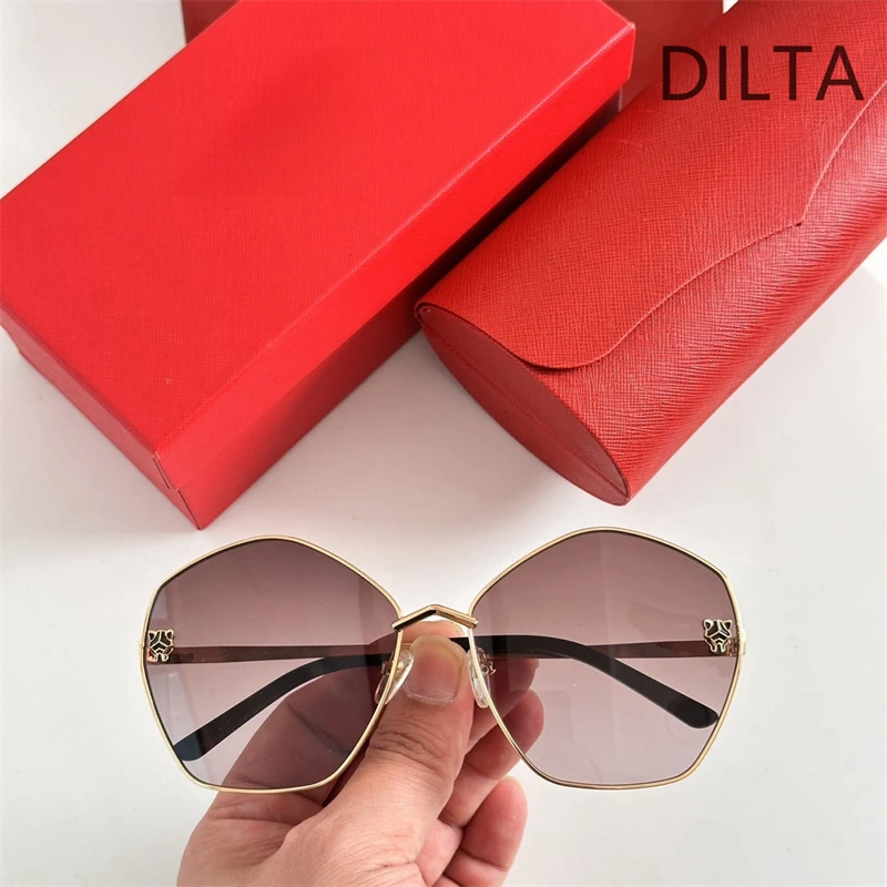 0356 High Quality Big Frame Oval Woman Sunglasses Women Alloy Metal Eyewear Male Sunglasses Special Design Shades in Trend