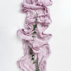 Semi-transparent gauze table corridor sage gauze table configuration vintage wedding party Christmas banquets arches cake decoration cake decoration 8 Main Sales Table Path - №7