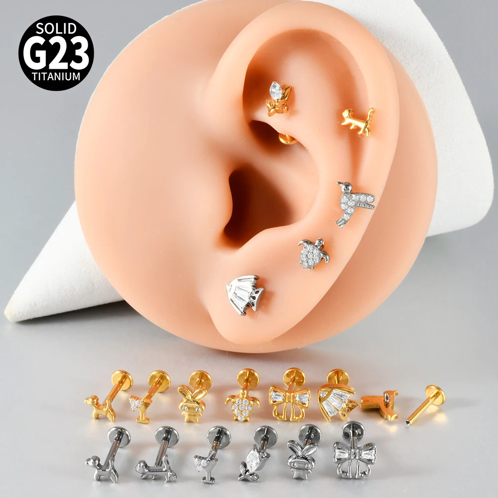 1PCTチタン製アニマルフラットバックCZフラワーリップラブ - Body Jewelry Etc のレビューと価格